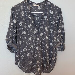 Lush Charcoal Floral Blouse
